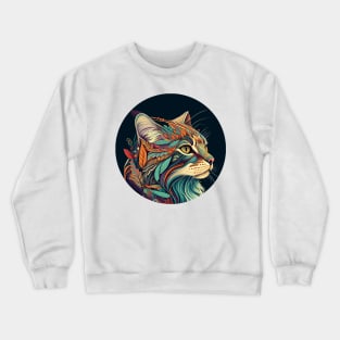 Cat Boho Design Cat Lover Crewneck Sweatshirt